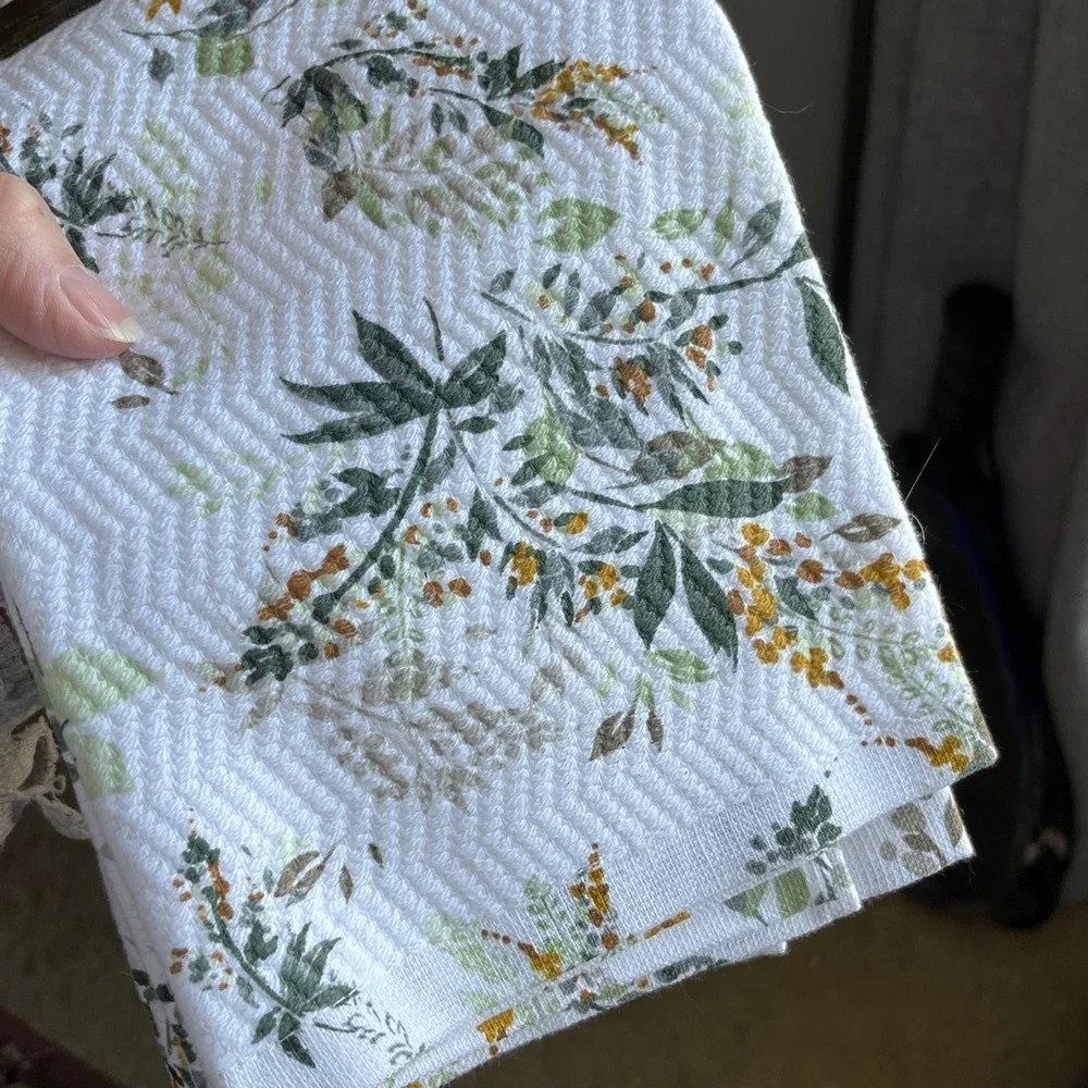 Lauren‎ Ralph Lauren Floral Kitchen Towels Set Botanical Green White 2 Pack NWT